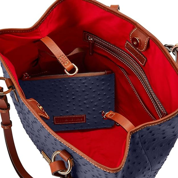 Dooney & Bourke Ostrich Embossed Leather Zip Satchel Bag  display picture 1