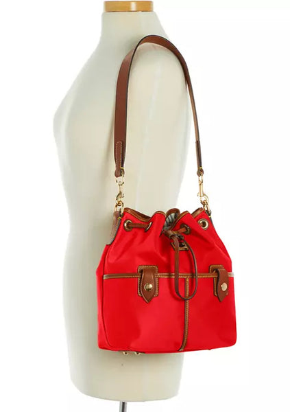 Dooney Bourke Women s Camden Canvas Drawstring Shoulder Bag Red