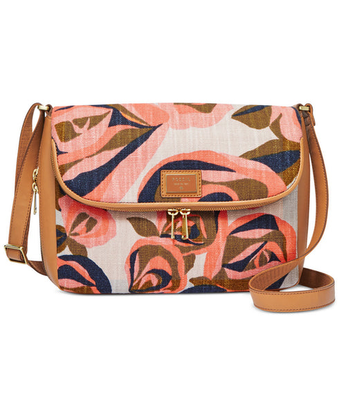 Fossil Women's Preston Canvas Large Flap Crossbody Shoulder Bag Floral