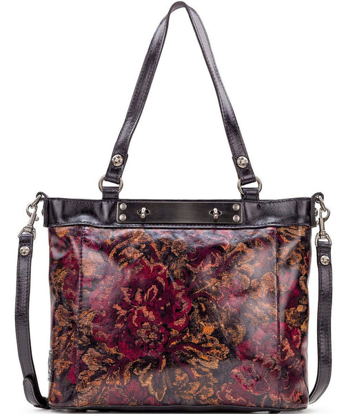 Patricia Nash Women s Leather Arden Tote Shoulder Bag Floral Brocade Travel Trek Luggage Travel Gear