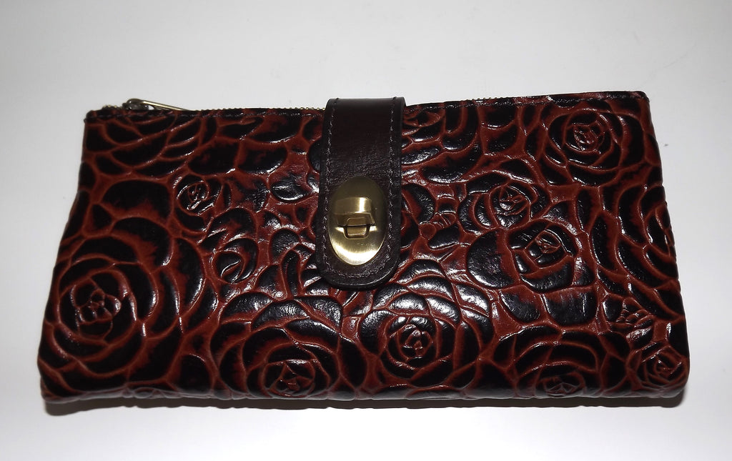 Patricia Nash Women's Leather Annesley Wristlet Clutch Wallet Sienna Brown