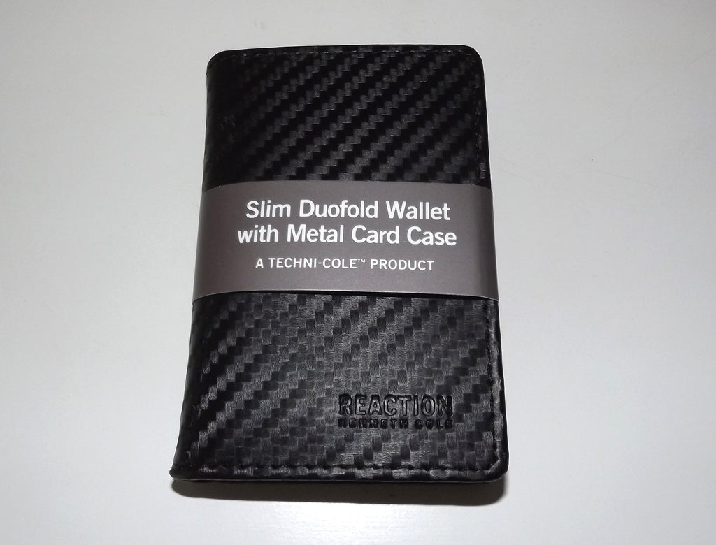 Kenneth Cole Men's Leather Bifold Wallet with Built-in Metal Card Case Black