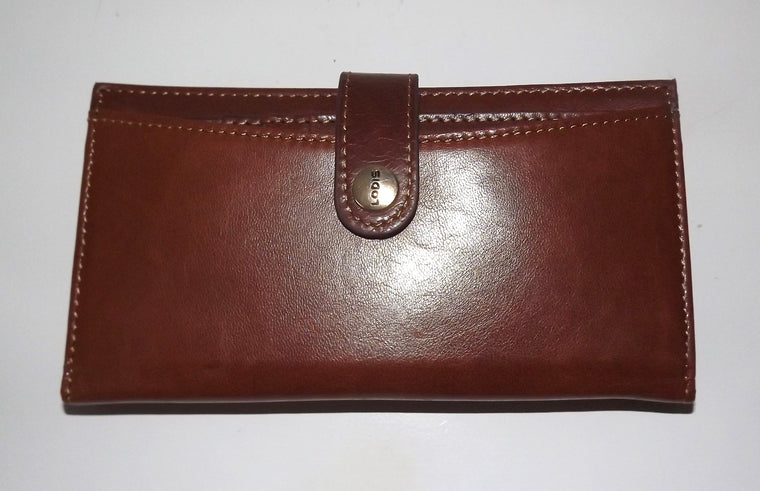 Lodis Women's Leather RFID Euro Slide Credit Card Clutch Wallet Cognac