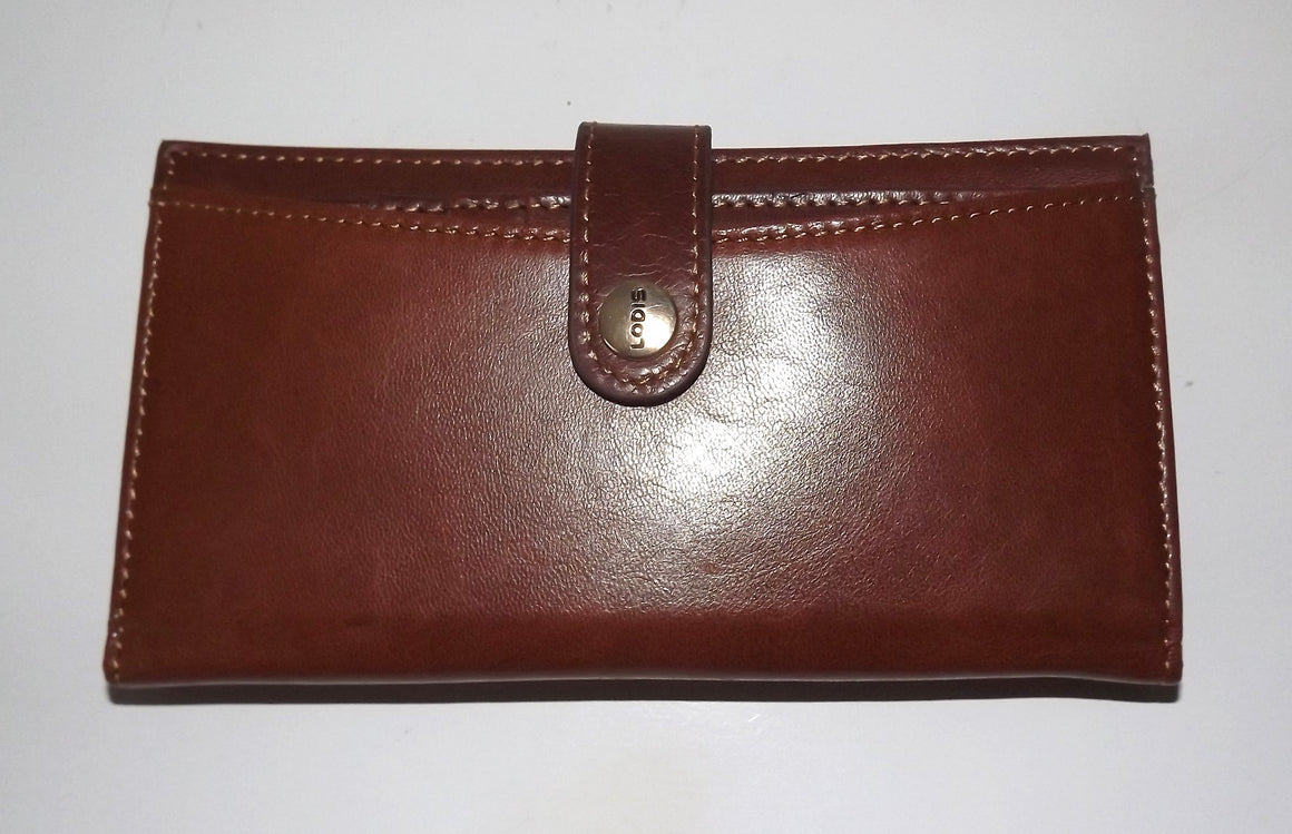 Lodis Women's Leather RFID Euro Slide Credit Card Clutch Wallet Cognac