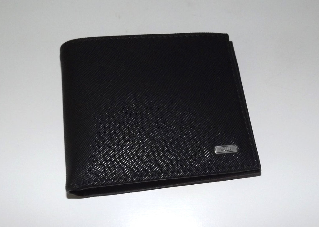 Tallia Leather Bifold 4 Pocket ID Wallet Black / Blue
