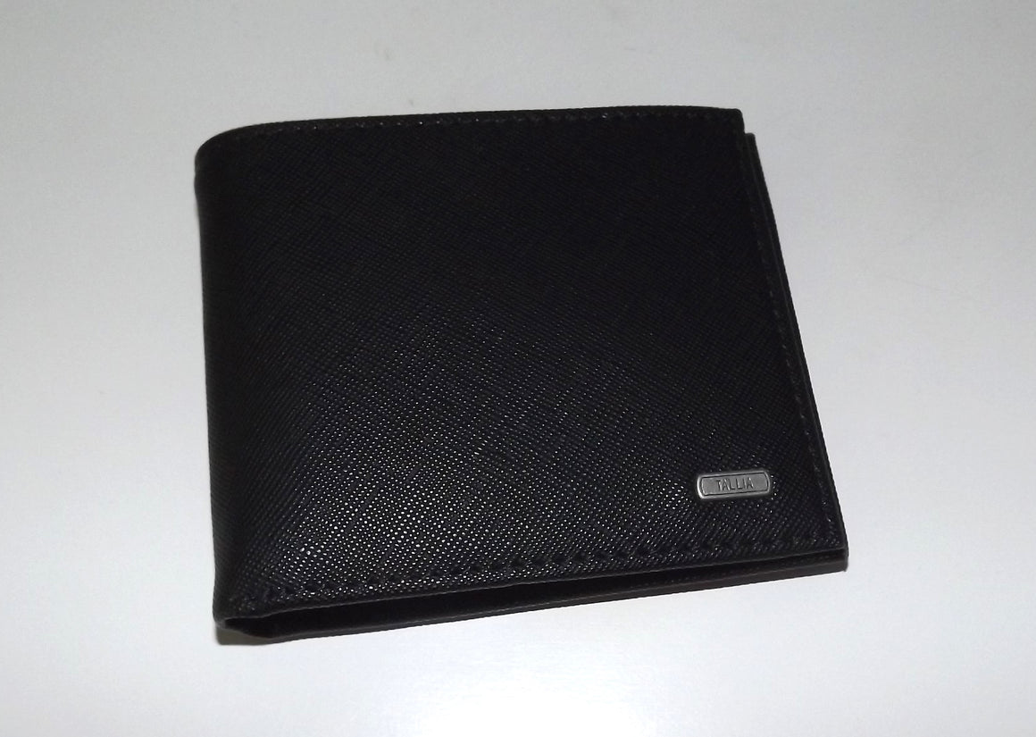Tallia Leather Bifold 4 Pocket ID Wallet Black / Blue