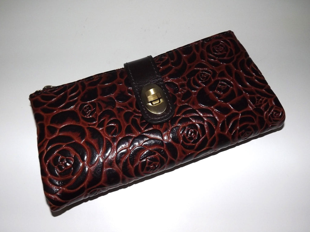 Patricia Nash Women's Leather Annesley Wristlet Clutch Wallet Sienna Brown