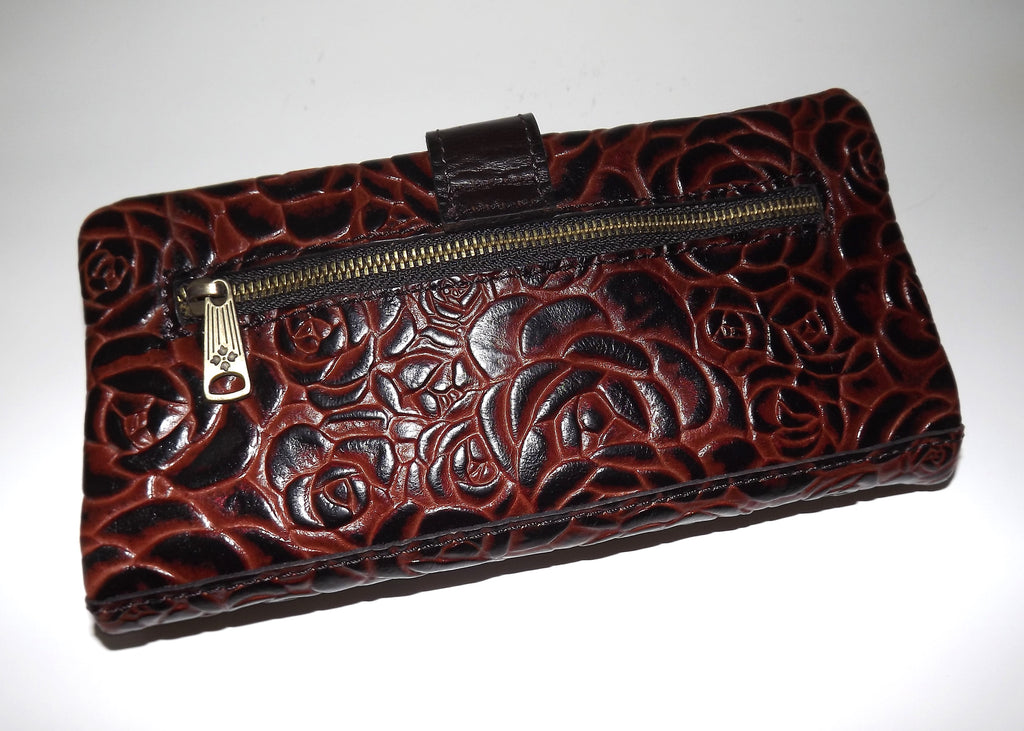 Patricia Nash Women's Leather Annesley Wristlet Clutch Wallet Sienna Brown