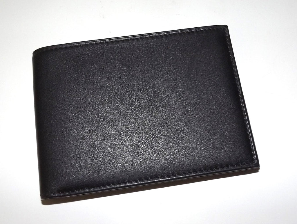 Bosca Men's Nappa Leather RFID Deluxe Bifold 8 Pocket Wallet Black