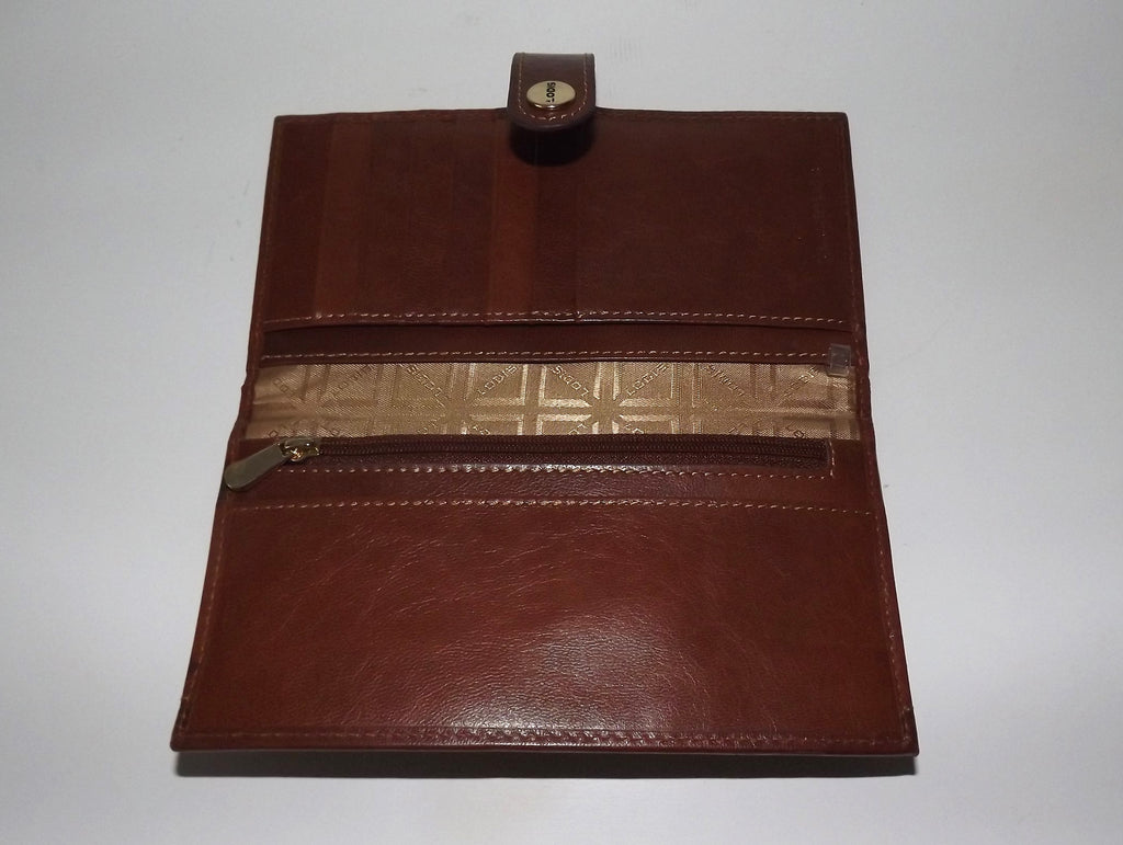Lodis Women's Leather RFID Euro Slide Credit Card Clutch Wallet Cognac