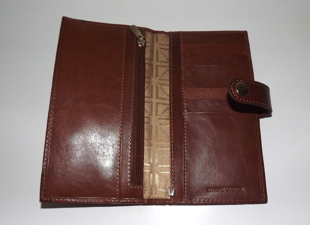 Lodis Women's Leather RFID Euro Slide Credit Card Clutch Wallet Cognac