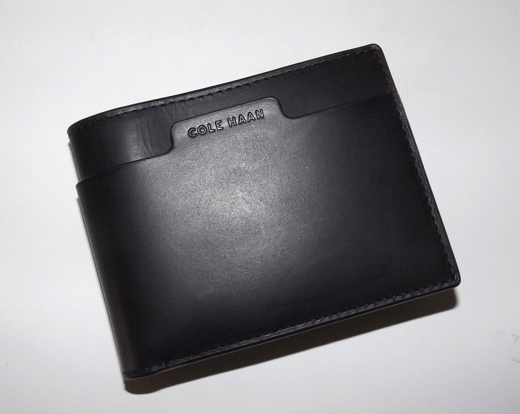 Cole Haan Men's Leather RFID Bifold 6 Pocket Wallet Black
