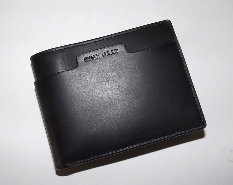 Cole Haan Men's Leather RFID Bifold 6 Pocket Wallet Black