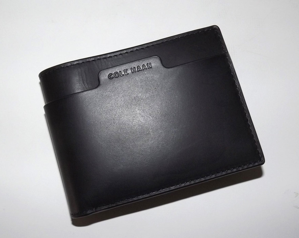 Cole Haan Men's Leather RFID Bifold 6 Pocket Wallet Black
