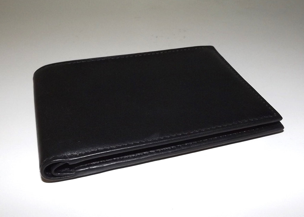 Bosca Men's Nappa Leather RFID Deluxe Bifold 8 Pocket Wallet Black