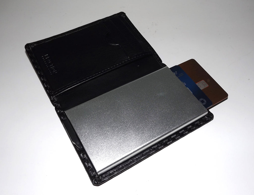 Kenneth Cole Men's Leather Bifold Wallet with Built-in Metal Card Case Black