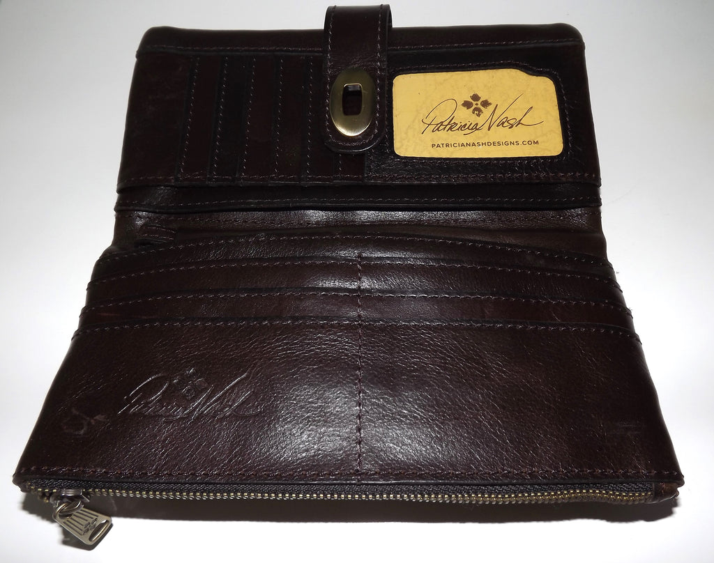 Patricia Nash Women's Leather Annesley Wristlet Clutch Wallet Sienna Brown