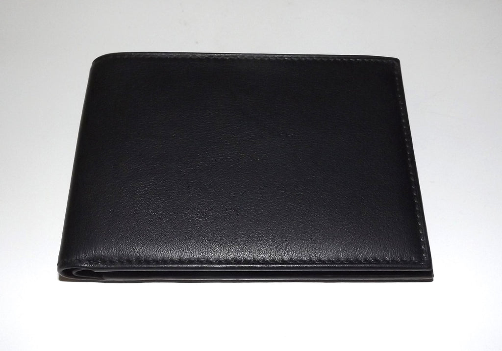 Bosca Men's Nappa Leather RFID Deluxe Bifold 8 Pocket Wallet Black