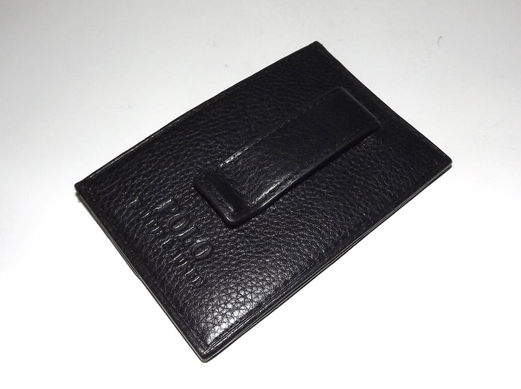 Polo Ralph Lauren Men's Leather Front Pocket Money Clip Wallet Black