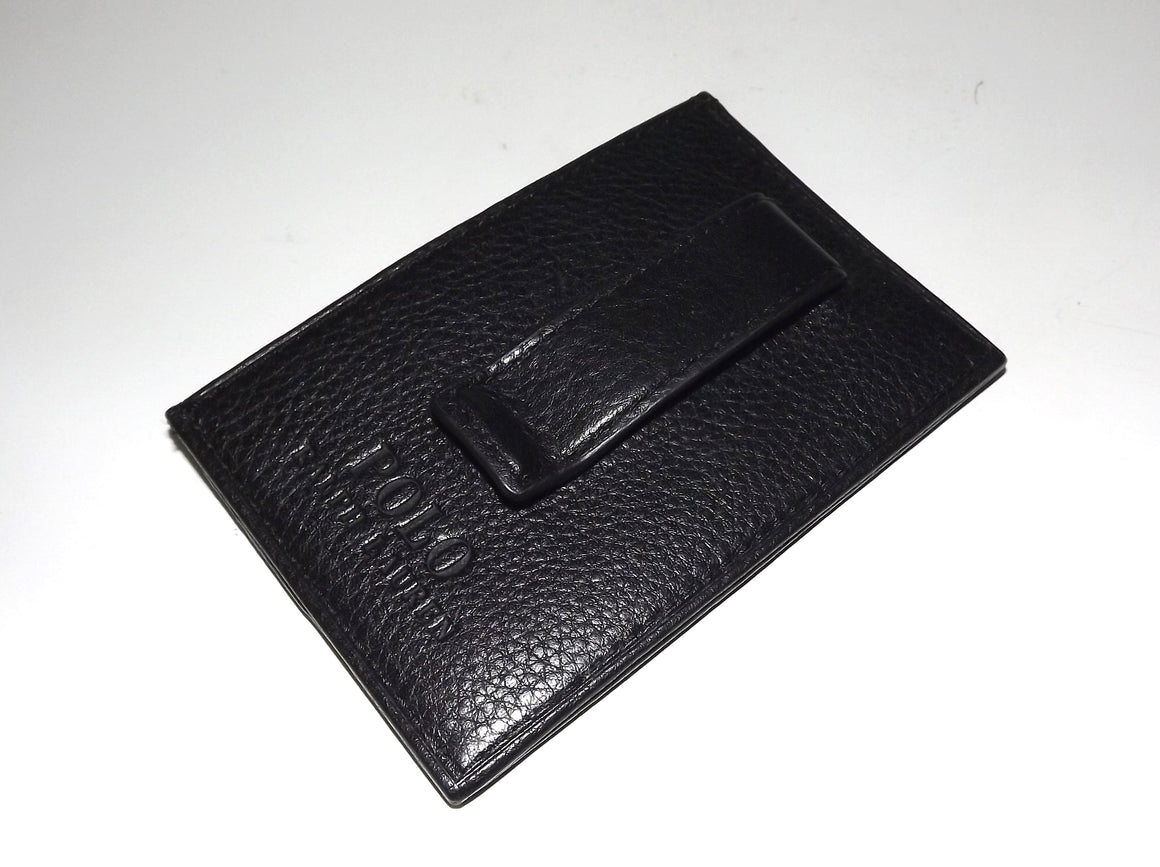 Polo Ralph Lauren Men's Leather Front Pocket Money Clip Wallet Black