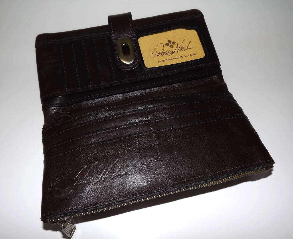 Patricia Nash Women's Leather Annesley Wristlet Clutch Wallet Sienna Brown