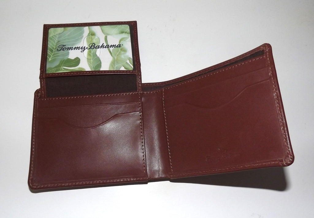 Tommy Bahama Men's Leather Bifold Passcase Wallet Tan