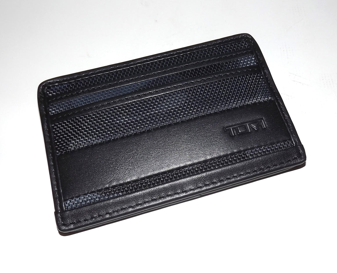 Tumi Men's Alpha Slim Front Pocket Card Case Wallet Navy Camo / Black