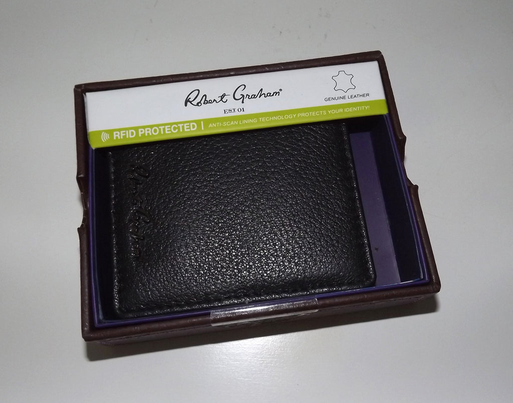 Robert Graham Men's Leather RFID Card Case Wallet Black