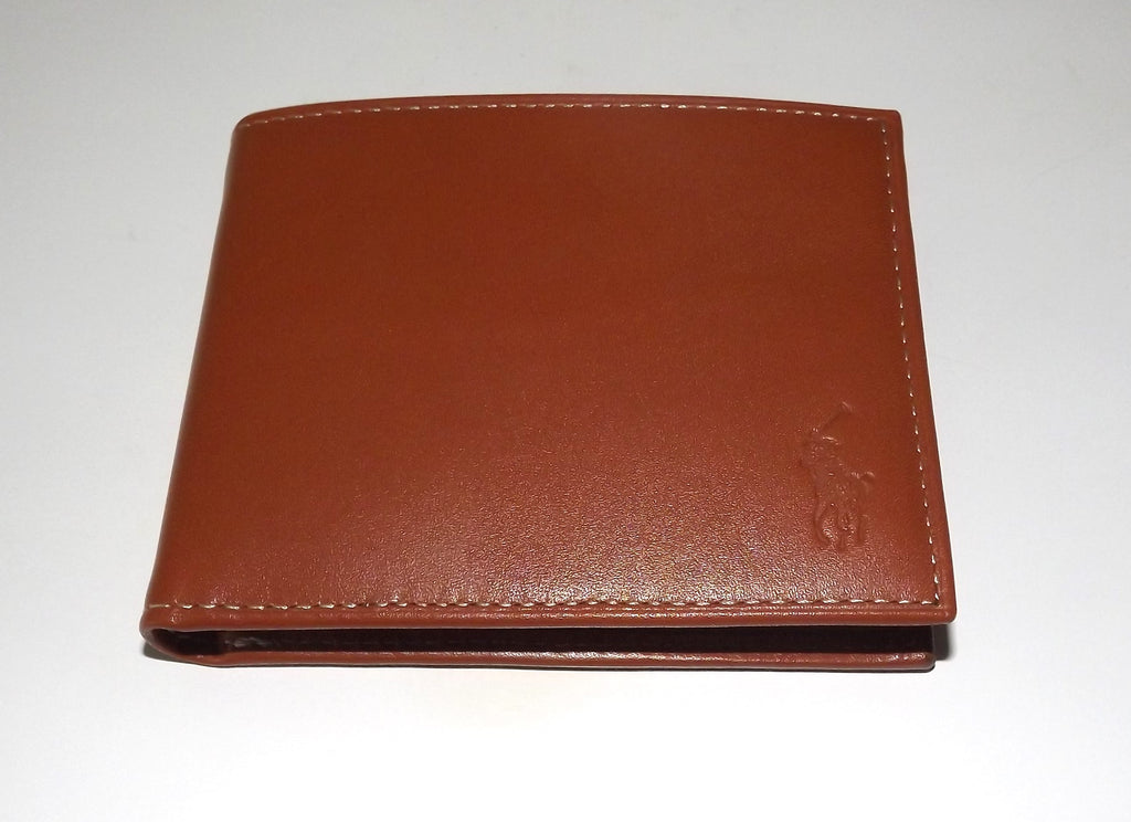 Polo Ralph Lauren Men's Leather Bifold Passcase Wallet Brown