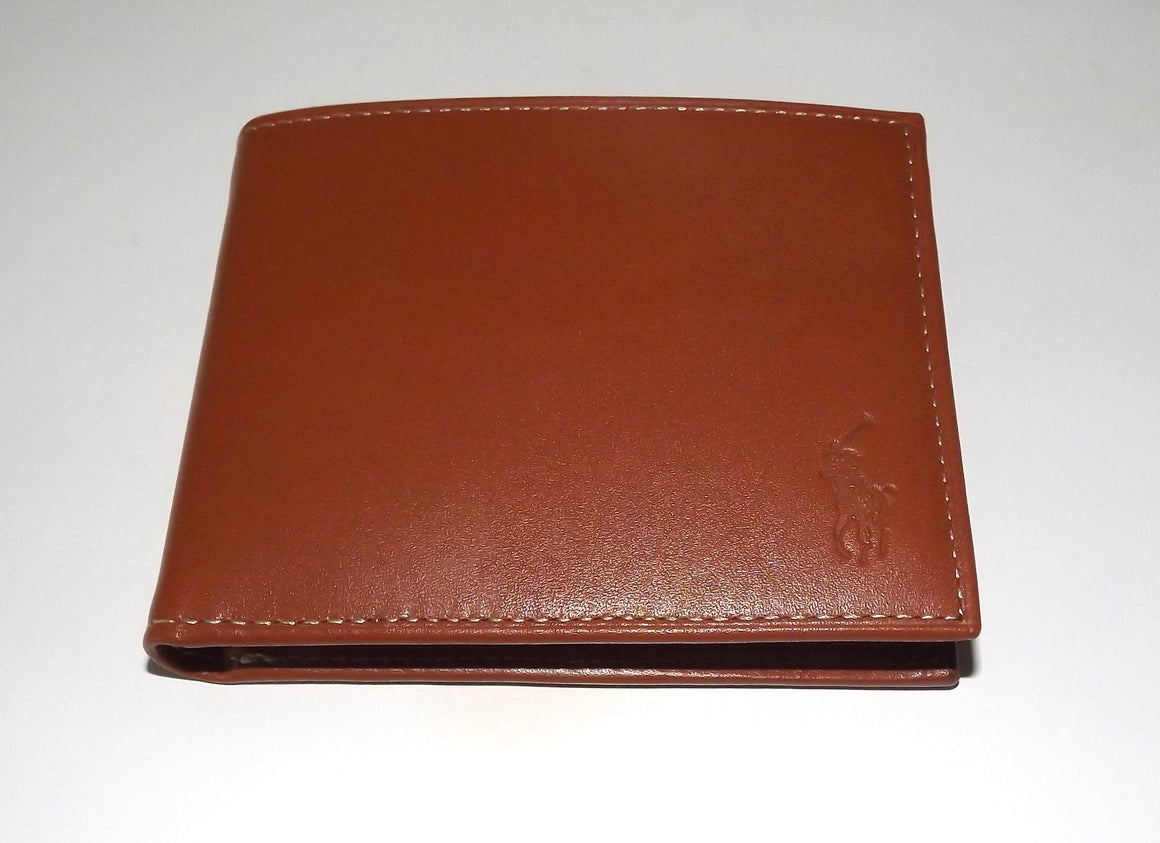 Polo Ralph Lauren Men's Leather Bifold Passcase Wallet Brown