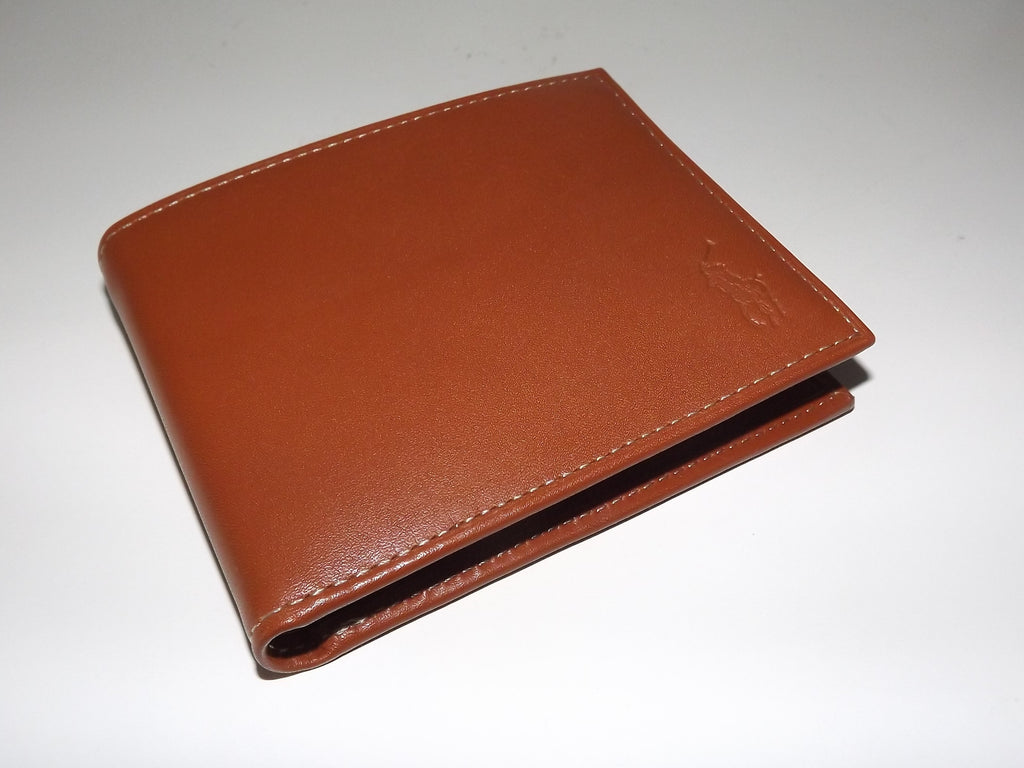 Polo Ralph Lauren Men's Leather Bifold Passcase Wallet Brown