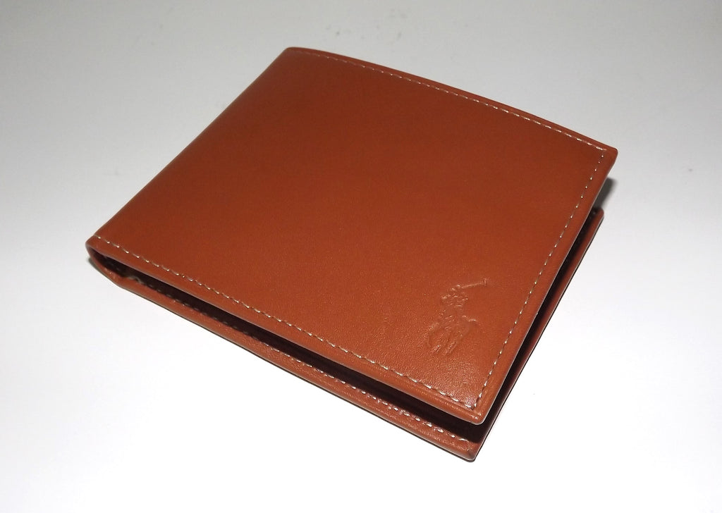 Polo Ralph Lauren Men's Leather Bifold Passcase Wallet Brown