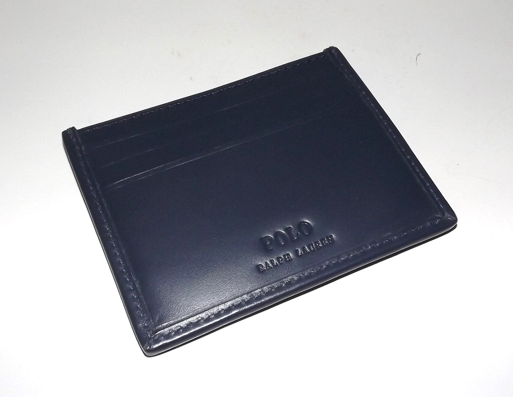 Polo Ralph Lauren Men's Leather Card Case Wallet Blue Multi