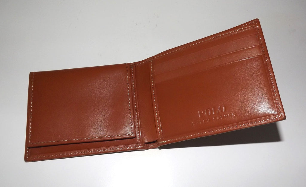 Polo Ralph Lauren Men's Leather Bifold Passcase Wallet Brown