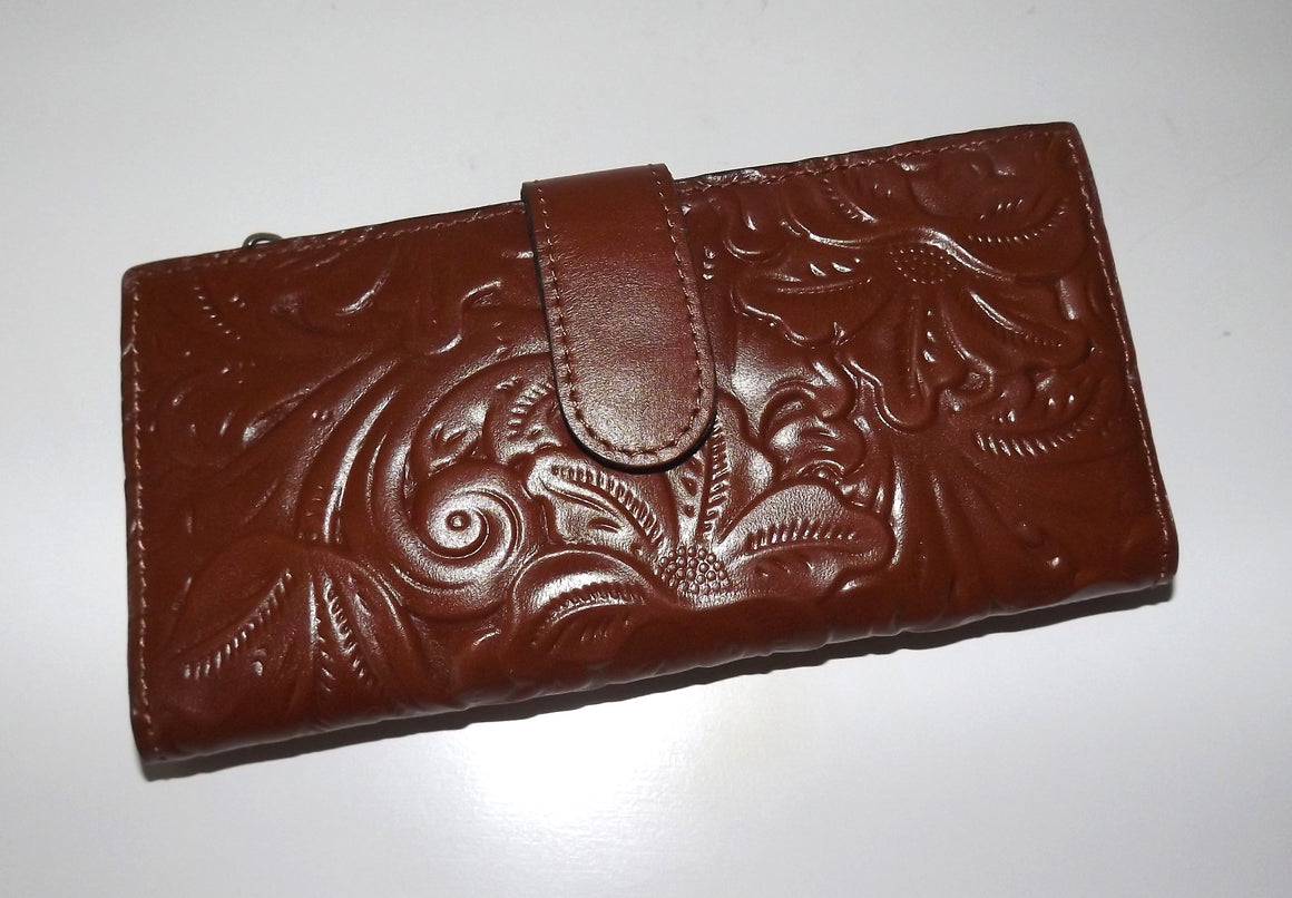 Patricia Nash Women's Leather Florence RFID Protected Clutch Wallet Brown