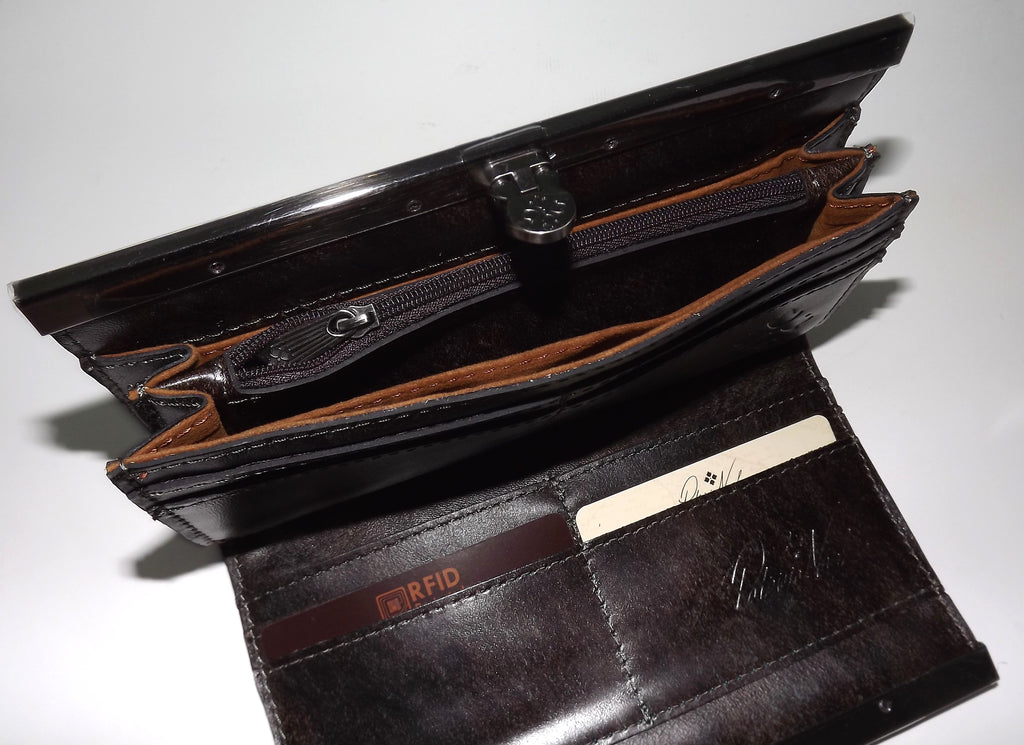 Patricia Nash Women's Tooled Leather RFID Cauchy Frame Clutch Wallet Turquoise