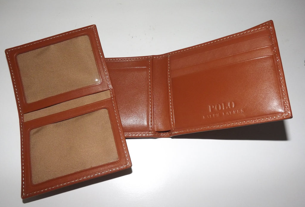 Polo Ralph Lauren Men's Leather Bifold Passcase Wallet Brown