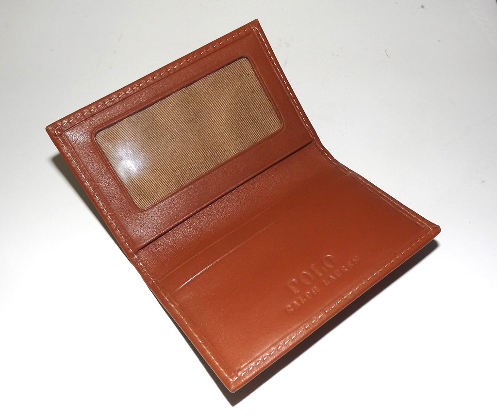 Polo Ralph Lauren Men's Leather Front Pocket Card Case ID Wallet Tan