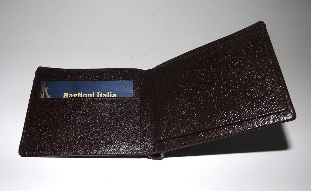 Baglioni Italia Genuine Crocodile Bifold 8 Pocket Passcase Wallet Brown