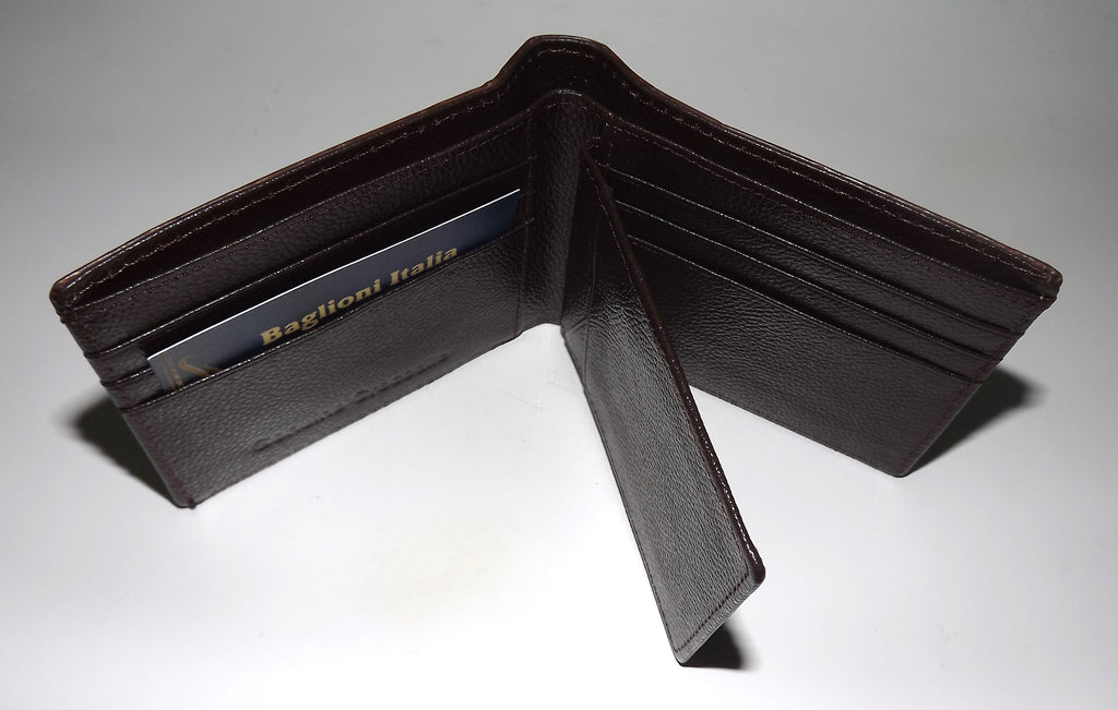 Baglioni Italia Genuine Crocodile Bifold 8 Pocket Passcase Wallet Brown