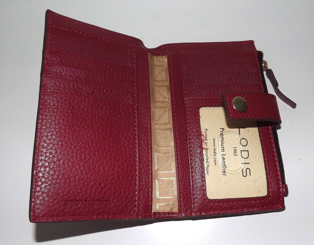 Lodis Women's Leather RFID Credit Card Clutch Wallet Ruby Red