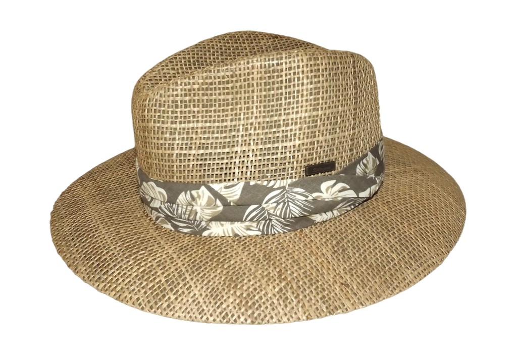 Biltmore 1917 Woven Sea Grass Panama Hat with Beige Floral Band