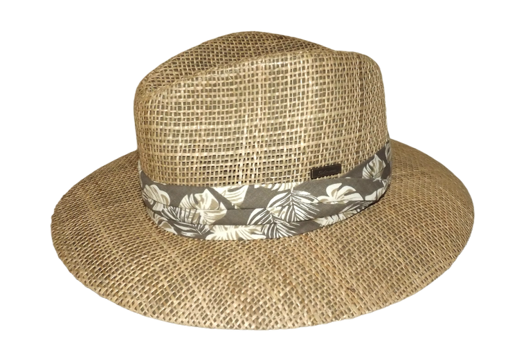 Biltmore 1917 Woven Sea Grass Panama Hat with Beige Floral Band