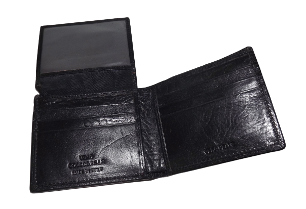 Baglioni Italia Men's Genuine Crocodile Bifold Passcase Wallet Black