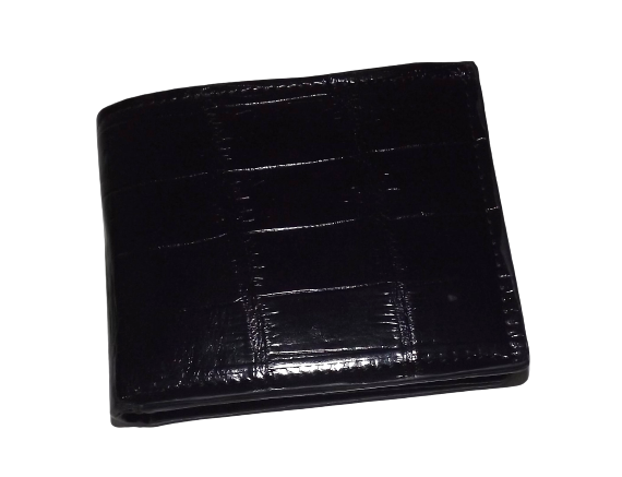 Baglioni Italia Men's Genuine Crocodile Bifold Passcase Wallet Black