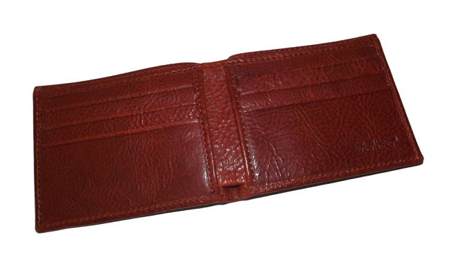 Baglioni Italia Men's Tuscan Leather Bifold 6 Pocket Wallet Cognac