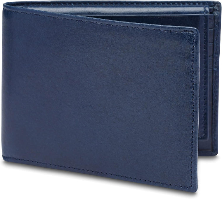 Bosca Men's Old Leather Bifold Passcase ID Wallet Navy