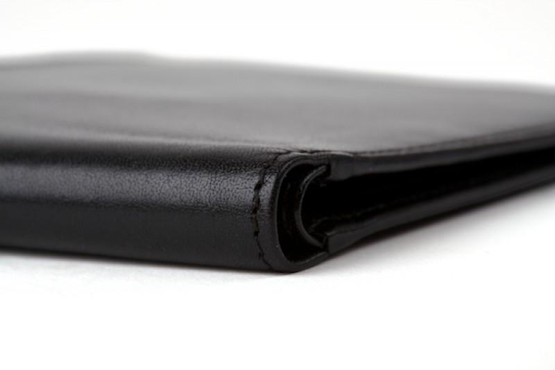 Bosca Men's Nappa Leather RFID Deluxe Bifold 8 Pocket Wallet Black