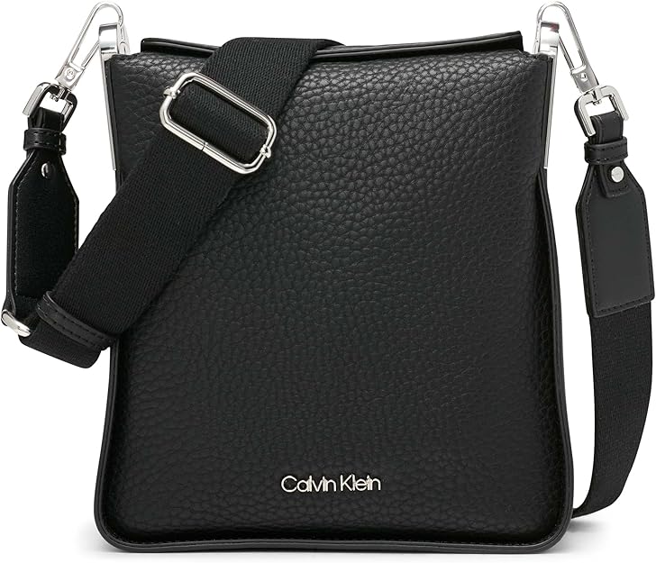 Calvin Klein Women's Vegan Leather Fay Crossbody Shoulder Bag Black