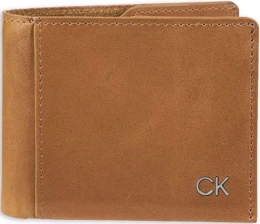 Calvin Klein Men's Leather Bifold RFID Protected 6 Pocket Wallet Tan